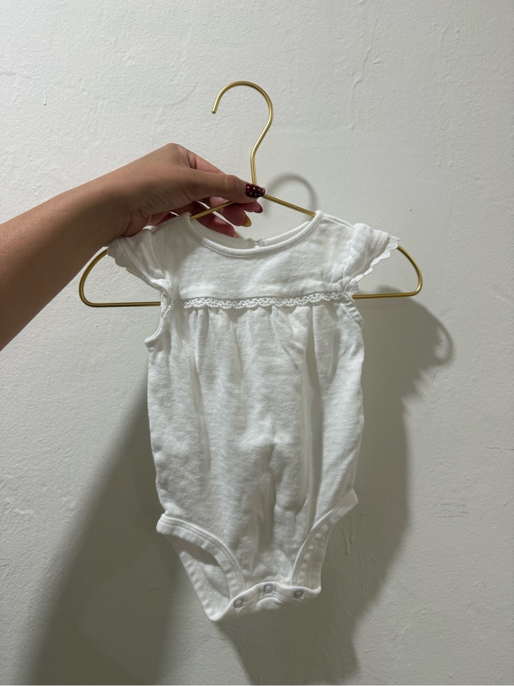 Classic White Baby One-Piece Bodysuit with Lace Trim